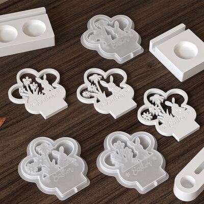 Easter Hot Candlestick Silicone Mold DIY Flower Grass Rabbit Insert Board Pendant Gypsum Mold