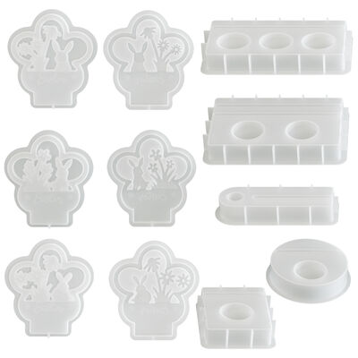 Easter Hot Candlestick Silicone Mold DIY Flower Grass Rabbit Insert Board Pendant Gypsum Mold