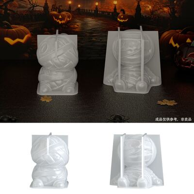 Aromatherapy gypsum funny puppet human jewelry silicone mold DIY candle Halloween ornament drip glue mold