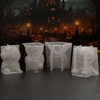 Aromatherapy gypsum funny puppet human jewelry silicone mold DIY candle Halloween ornament drip glue mold