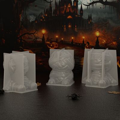 Aromatherapy gypsum funny puppet human jewelry silicone mold DIY candle Halloween ornament drip glue mold