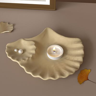 Aromatherapy gypsum resin size two connected ginkgo leaf tray DIY leaf dish ornament silicone mold