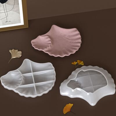 Aromatherapy gypsum resin size two connected ginkgo leaf tray DIY leaf dish ornament silicone mold