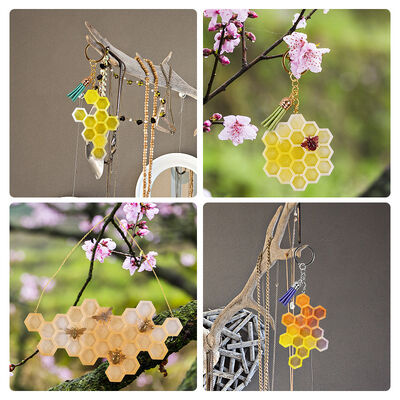 DIY crystal dropper resin gypsum mirror honey honeycomb keychain door number pendant silicone mold