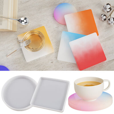 DIY crystal dropper resin gypsum coaster, round square animal dried flower specimen press mud board silicone mold