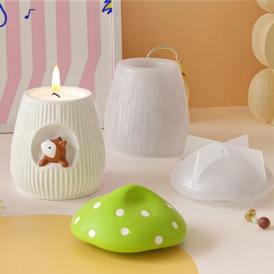 Explosive Squirrel Mushroom House Storage Can Silicone Mold DIY Aromatherapy Candle Cup Ornament Gypsum Mold