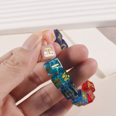 Crystal Drip Glue 26 English Letter Bead Cube Perforated Gypsum Bracelet Bead Silicone Mold