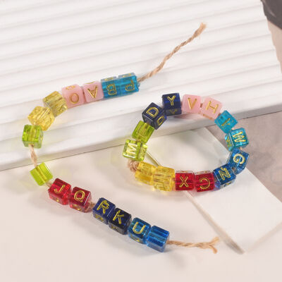 Crystal Drip Glue 26 English Letter Bead Cube Perforated Gypsum Bracelet Bead Silicone Mold