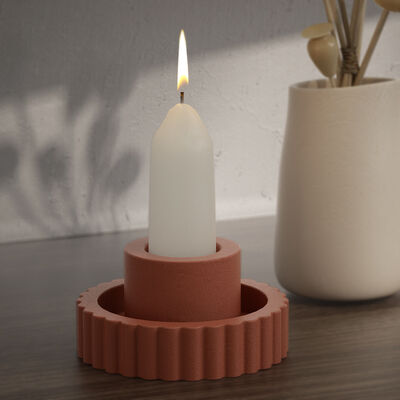 Circular striped candle holder dropper mold DIY cement gypsum concrete candle stand silicone mold