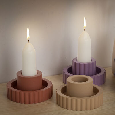 Circular striped candle holder dropper mold DIY cement gypsum concrete candle stand silicone mold