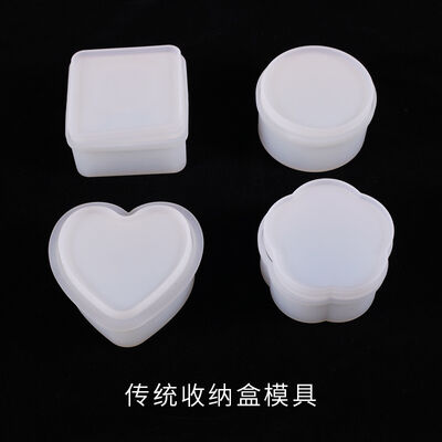 DIY crystal dropper mold storage box, peach heart circular upright table storage jewelry box, silicone mold