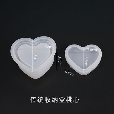 DIY crystal dropper mold storage box, peach heart circular upright table storage jewelry box, silicone mold