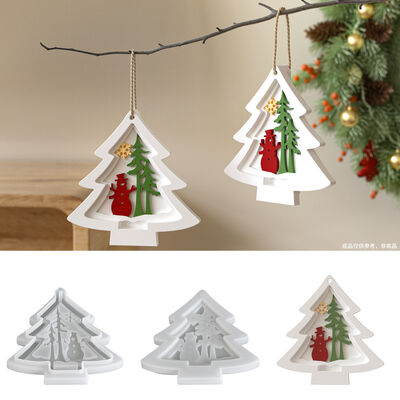 DIY Christmas Dropping Mold Christmas Tree Snowman Aromatherapy Expanded Gypsum Hanging Silicone Mold