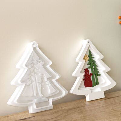 DIY Christmas Dropping Mold Christmas Tree Snowman Aromatherapy Expanded Gypsum Hanging Silicone Mold