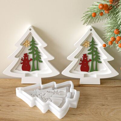 DIY Christmas Dropping Mold Christmas Tree Snowman Aromatherapy Expanded Gypsum Hanging Silicone Mold