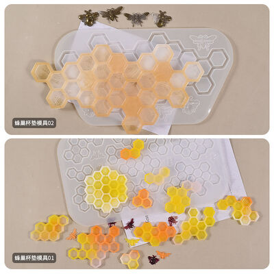 DIY crystal dropper resin gypsum mirror honey honeycomb keychain door number pendant silicone mold