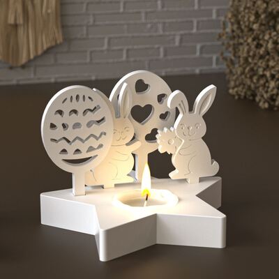 New Easter pentagram candle holder silicone mold DIY Easter egg rabbit gift plug board gypsum mold