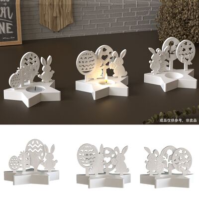 New Easter pentagram candle holder silicone mold DIY Easter egg rabbit gift plug board gypsum mold