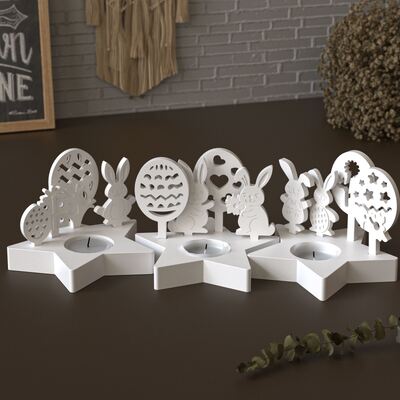 New Easter pentagram candle holder silicone mold DIY Easter egg rabbit gift plug board gypsum mold