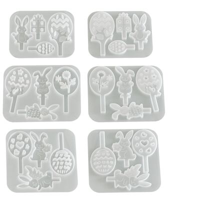 New Easter pentagram candle holder silicone mold DIY Easter egg rabbit gift plug board gypsum mold