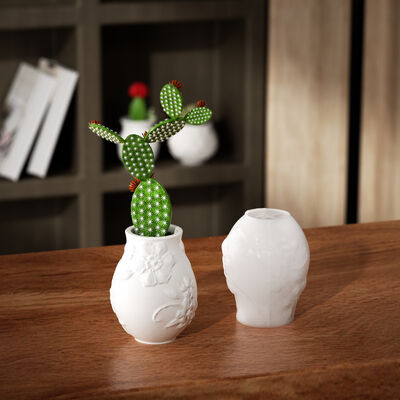 DIY Crystal Drop Glue Relief Vine Flower Pattern Vase Aromatherapy Gypsum Storage Can Silicone Mold