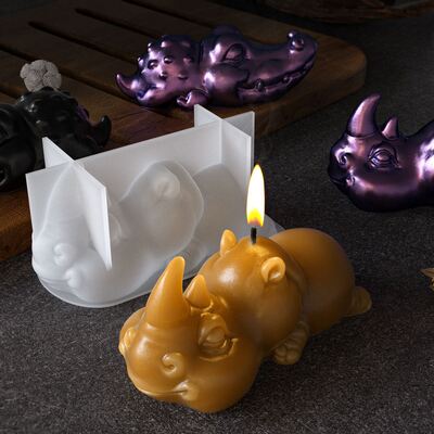 Crystal dropper mirror Q-version crocodile rhinoceros jewelry ornament dropper mold DIY aromatherapy candle mold