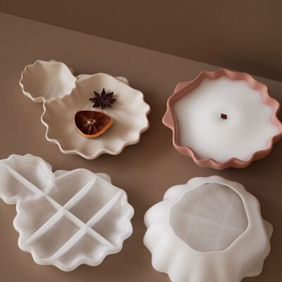 DIY dropper resin sized shell storage tray, aromatherapy gypsum lace shell candle cup, silicone mold