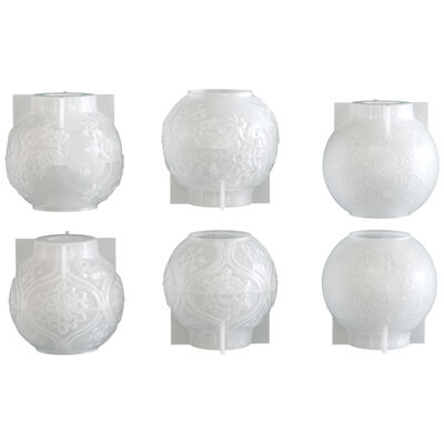 Embossed snowflake pattern round ball lantern candle holder DIY Christmas aromatherapy gypsum silicone mold