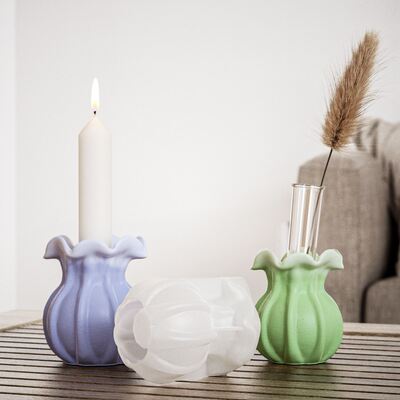 DIY resin mirror lace flower hydroponic vase DIY gypsum candle holder silicone mold