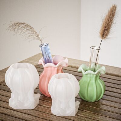 DIY resin mirror lace flower hydroponic vase DIY gypsum candle holder silicone mold