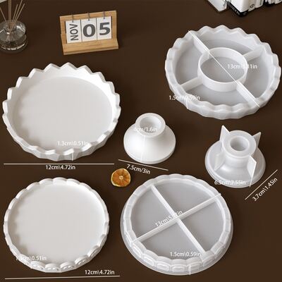 Ins Wind Wave Love Lace Tray Silicone Mold DIY Aromatherapy Gypsum High Foot Dish Storage Plate Mold