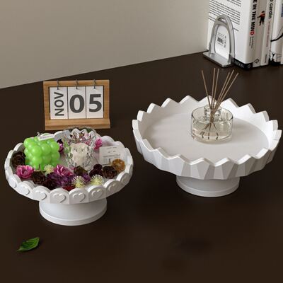 Ins Wind Wave Love Lace Tray Silicone Mold DIY Aromatherapy Gypsum High Foot Dish Storage Plate Mold