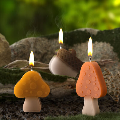 Sanlian Mushroom Pinecone Candle Ornament Grinding DIY Resin Gypsum Home Decor Dropping Silicone Mold