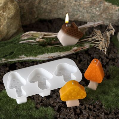 Sanlian Mushroom Pinecone Candle Ornament Grinding DIY Resin Gypsum Home Decor Dropping Silicone Mold