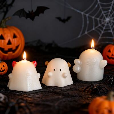 Aromatherapy gypsum quadruple Q-version ghost ornament silicone mold DIY Halloween candle stand mold
