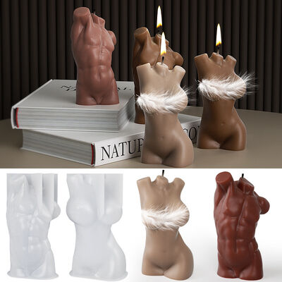 DIY Drip Glue Sculpture Male and Female Body Grinding Tools Human Candle Aromatherapy Gypsum Ornament Silicone Mold