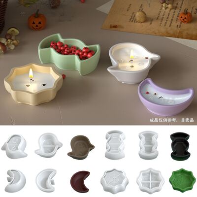 DIY aromatherapy gypsum Halloween ghost spider web moon candy candle cup ornament silicone mold