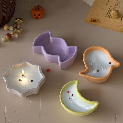 DIY aromatherapy gypsum Halloween ghost spider web moon candy candle cup ornament silicone mold