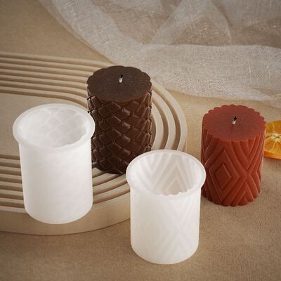 DIY Crystal Dropping Gel Mold Cylinder Aromatherapy Diamond Leather Pattern Gypsum Candle Ornament Silicone Mold