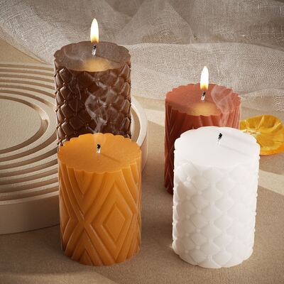 DIY Crystal Dropping Gel Mold Cylinder Aromatherapy Diamond Leather Pattern Gypsum Candle Ornament Silicone Mold