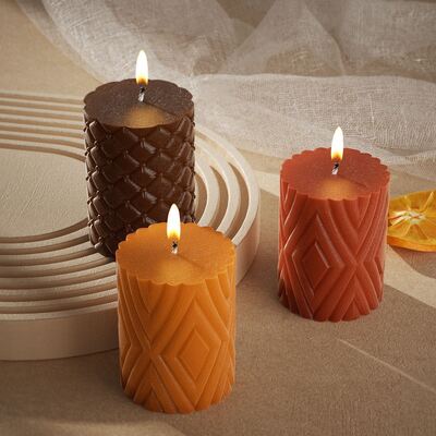 DIY Crystal Dropping Gel Mold Cylinder Aromatherapy Diamond Leather Pattern Gypsum Candle Ornament Silicone Mold