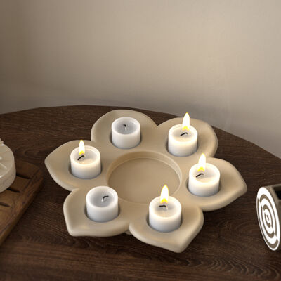 Aromatherapy gypsum resin lotus flower candle holder ornament silicone mold DIY minimalist style candle base