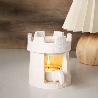 DIY Cement Gypsum Candle Aromatherapy Stove Castle Candlestick Warm Tea Stove Heating and Insulation Teapot Silicone Mold