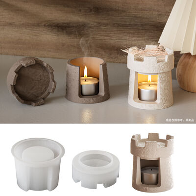 DIY Cement Gypsum Candle Aromatherapy Stove Castle Candlestick Warm Tea Stove Heating and Insulation Teapot Silicone Mold