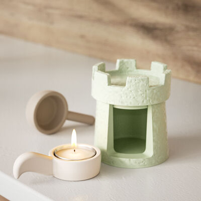 DIY Cement Gypsum Candle Aromatherapy Stove Castle Candlestick Warm Tea Stove Heating and Insulation Teapot Silicone Mold