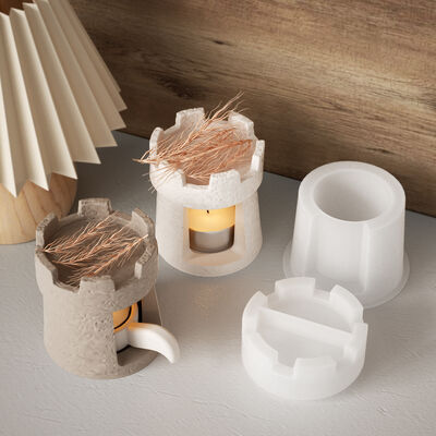 DIY Cement Gypsum Candle Aromatherapy Stove Castle Candlestick Warm Tea Stove Heating and Insulation Teapot Silicone Mold