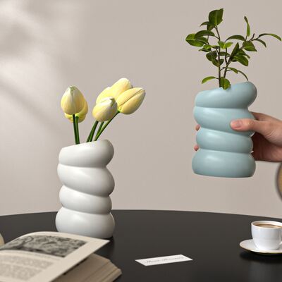 Ins style pebble vase silicone mold handmade DIY gypsum cement fragrance stone decorative flower pot drip mold