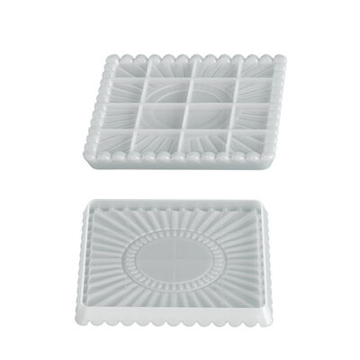 Aromatherapy Gypsum Cement Resin Square Sunflower Wave Lace Tray Dish Ornament Silicone Mold