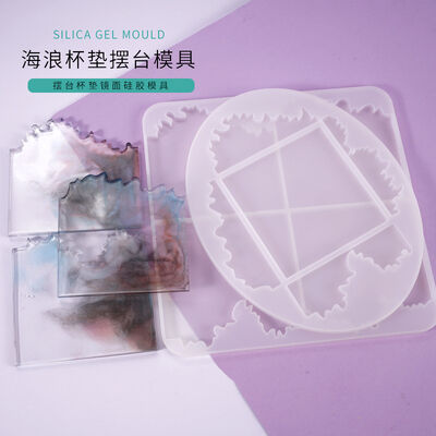DIY crystal dropper mold, irregular coaster, table, wavy base, silicone mold wholesale