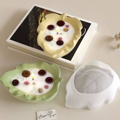 Cross border popular leaf tray silicone mold DIY aromatherapy gypsum leaf tray candle cup mold